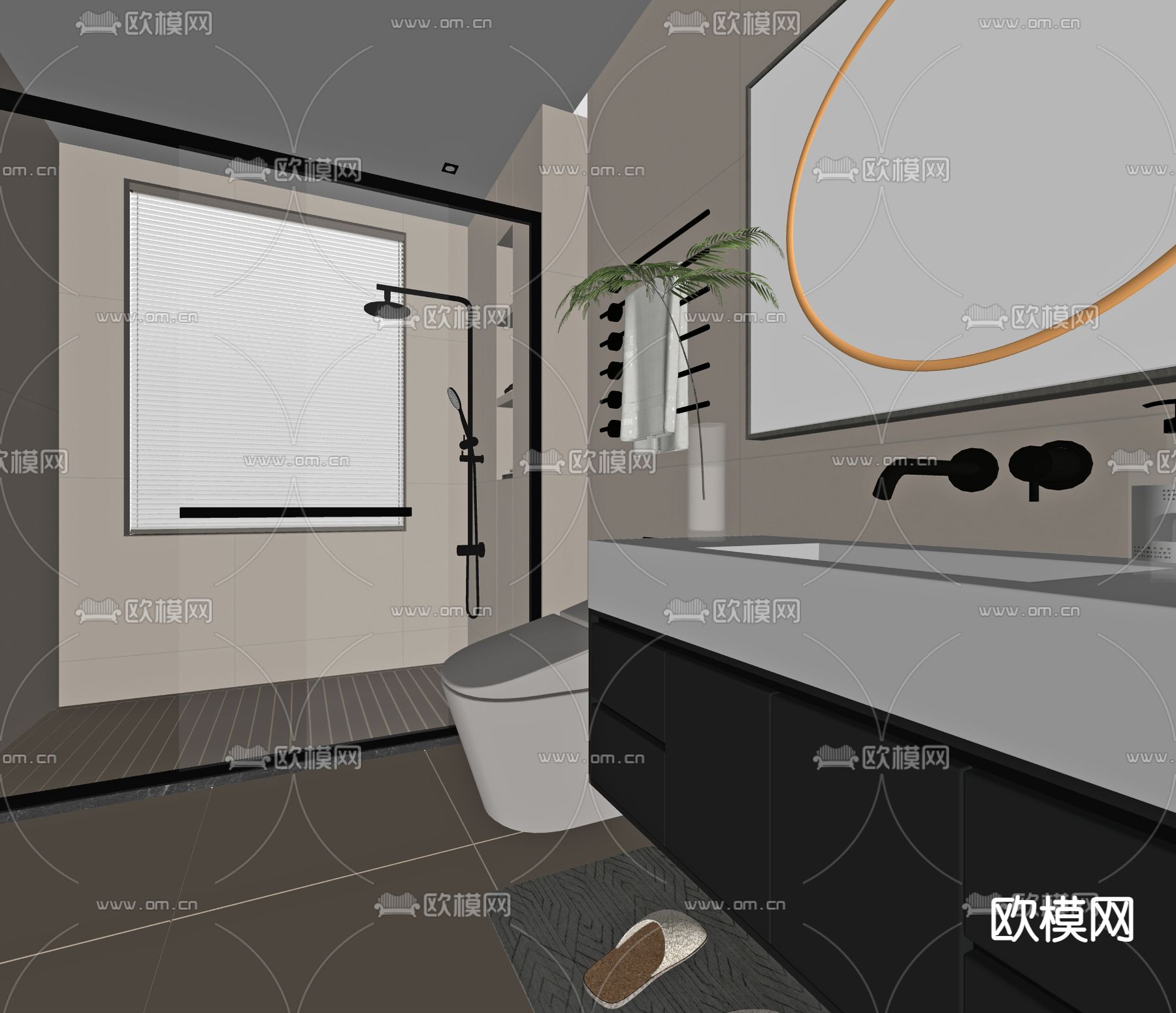 卫生间 浴室 洗手间su模型下载（渲染图2）