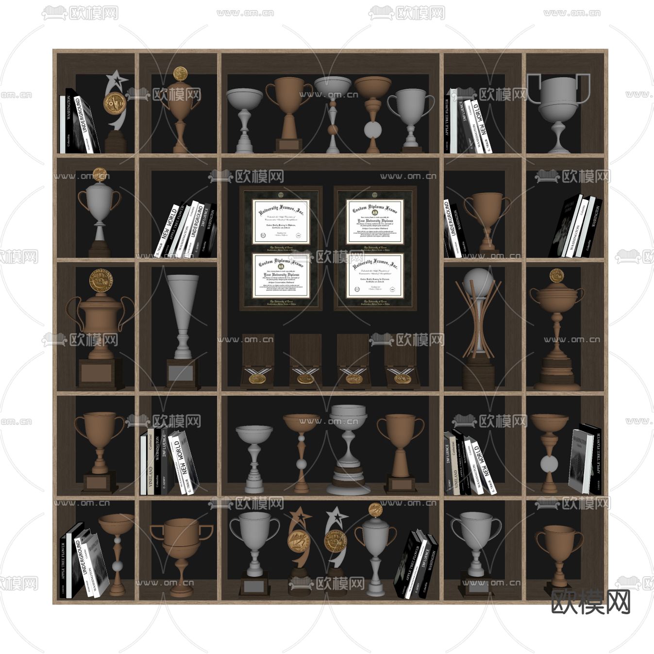 奖杯 奖状 奖牌su模型下载（渲染图2）