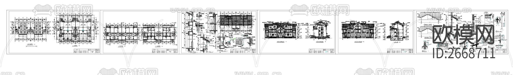 仿古建筑cad施工图下载（渲染图5）