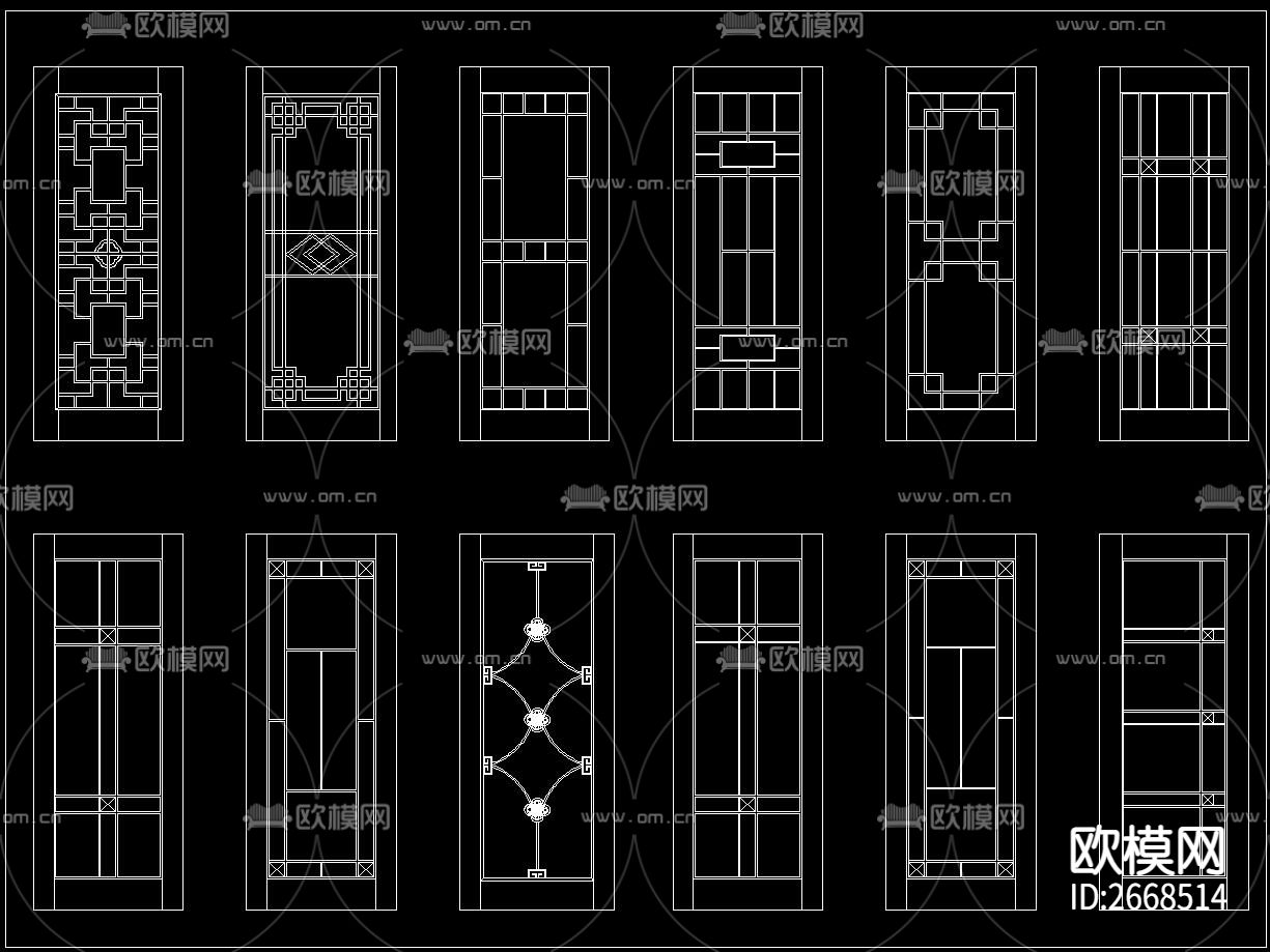 中式房门CAD图库下载（渲染图10）