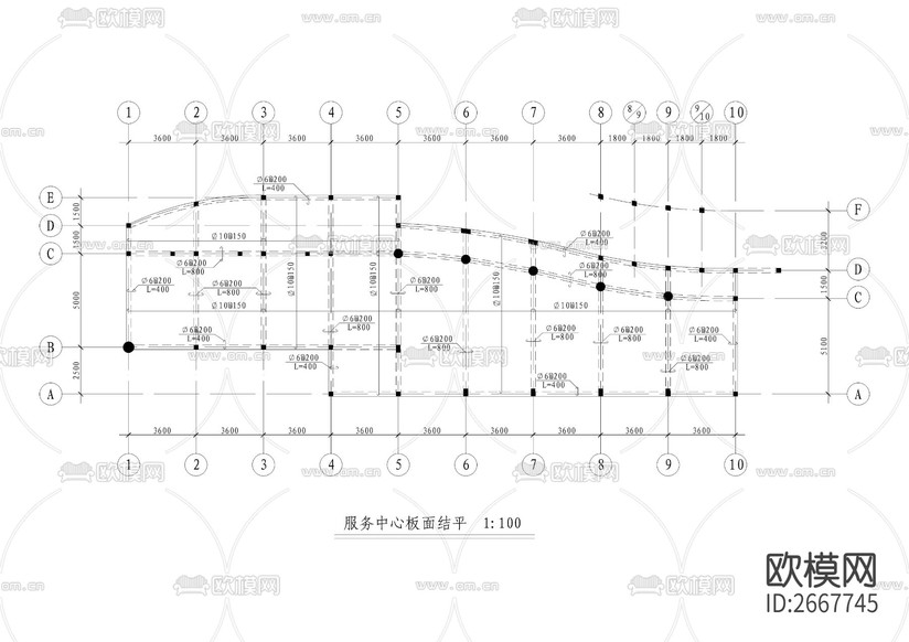 服務(wù)中心CAD施工圖下載(渲染圖7)