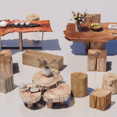 自然风茶几 边几su模型