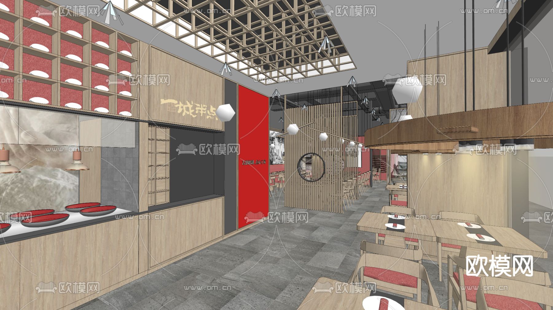 中餐厅su模型下载（渲染图2）