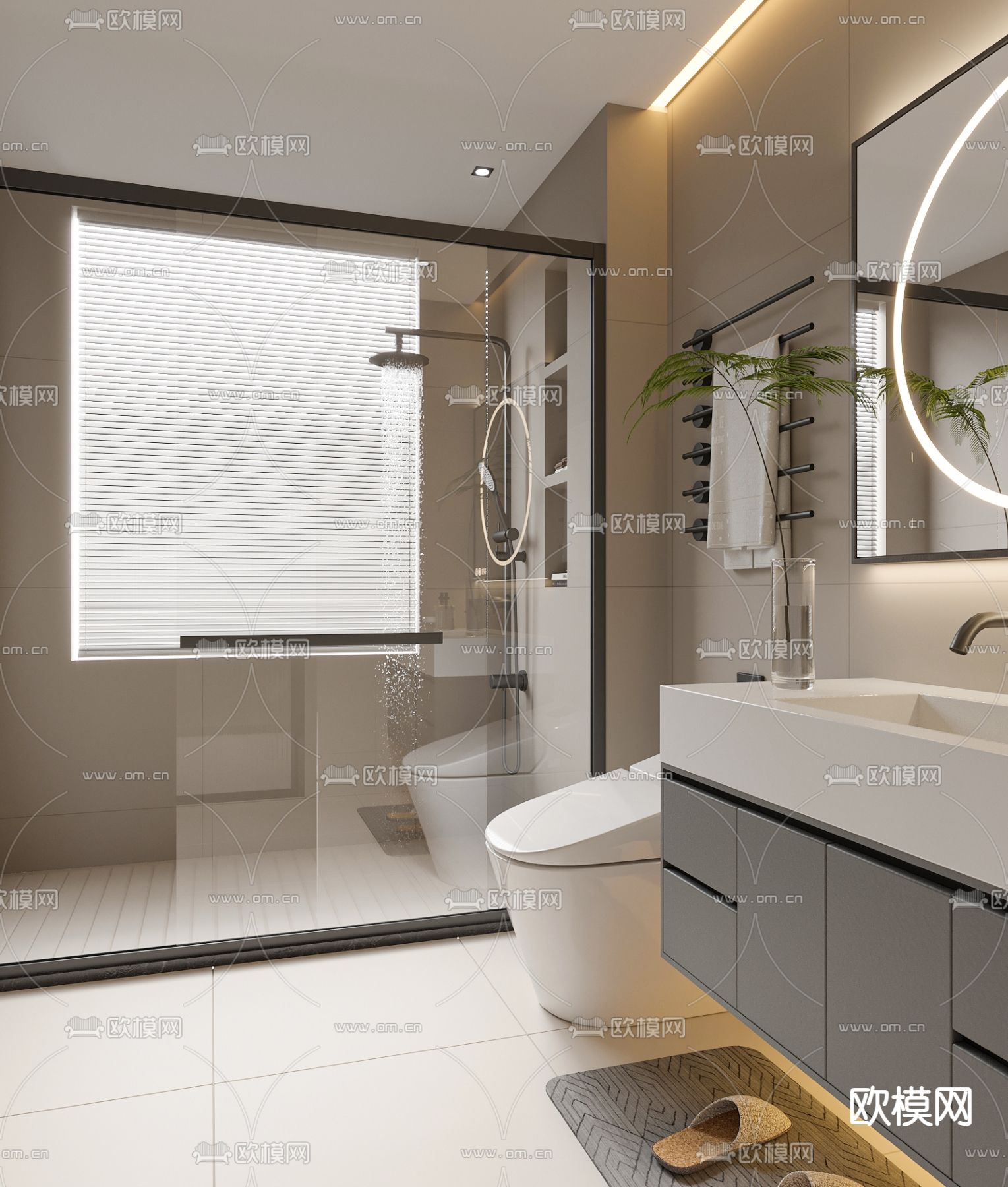 卫生间 浴室 洗手间su模型下载（渲染图1）