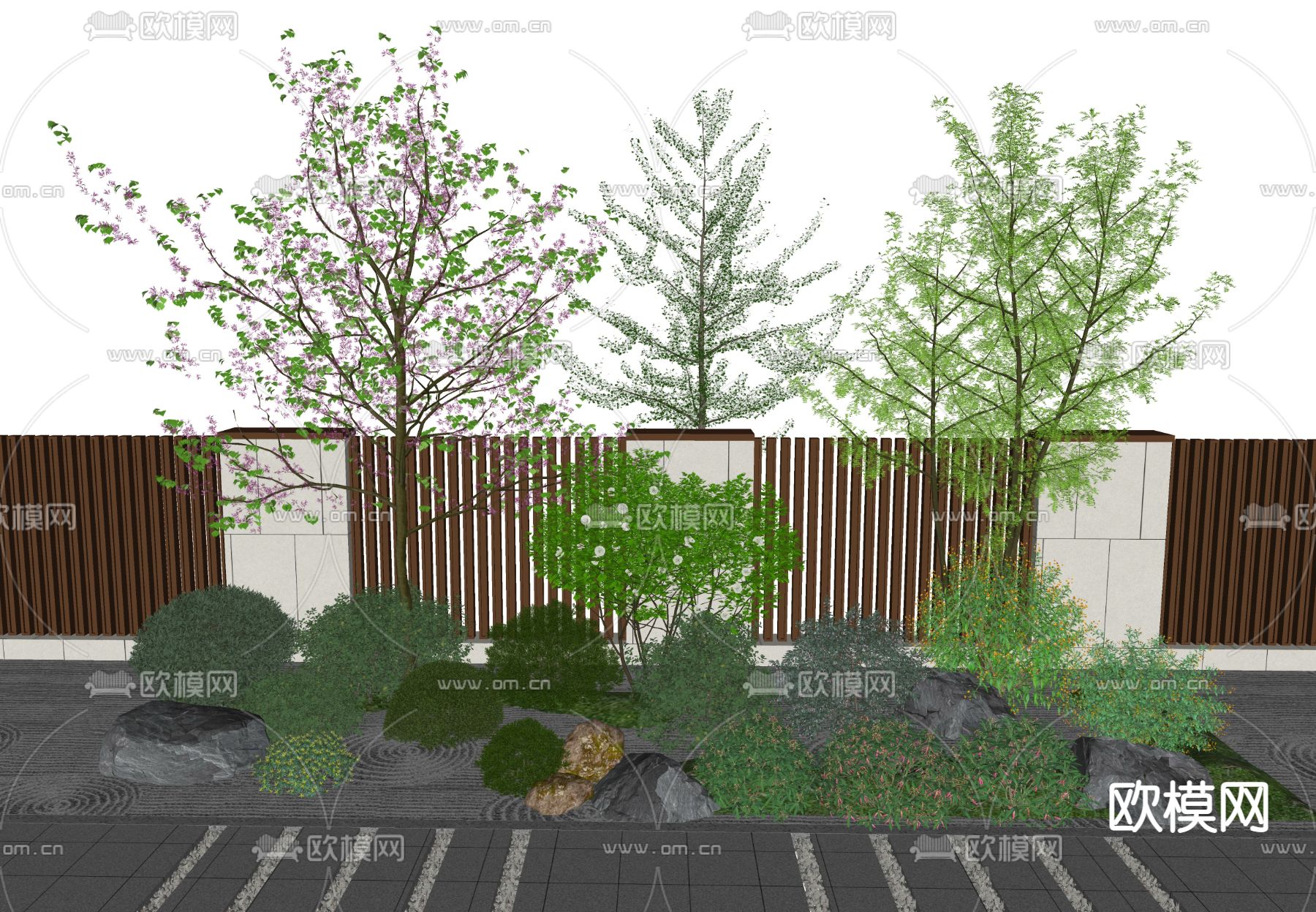 景观树 灌木 植物堆su模型下载（渲染图2）