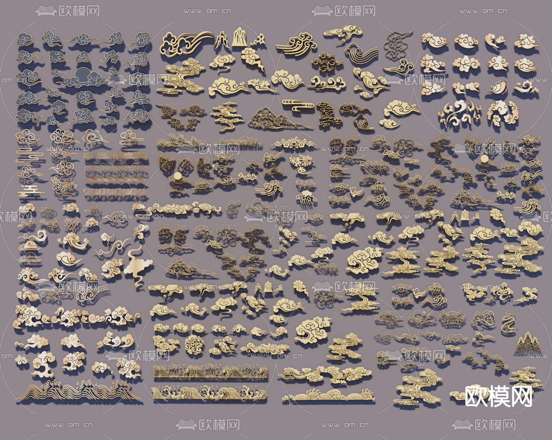 中式祥云雕花su模型下载（渲染图1）