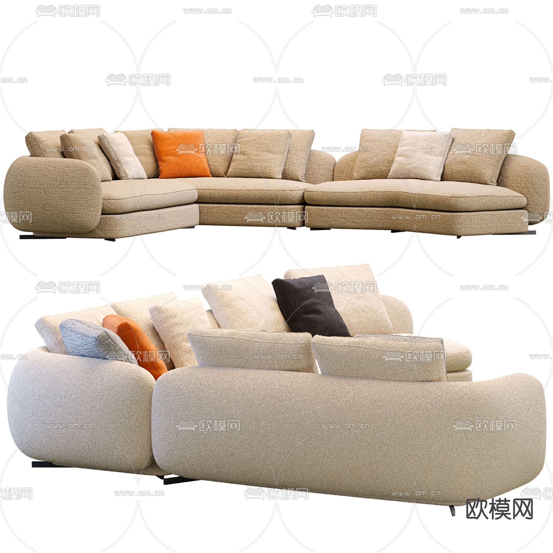 Poliform 现代多人沙发3d模型下载（渲染图4）