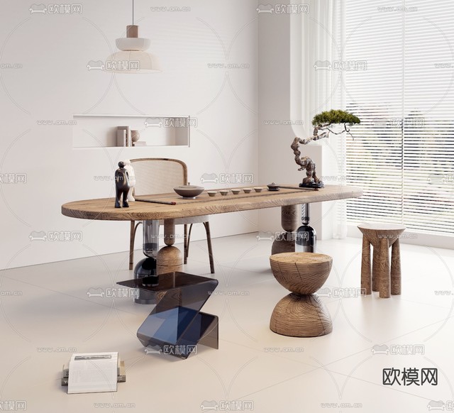 侘寂茶桌 茶台3d模型下载