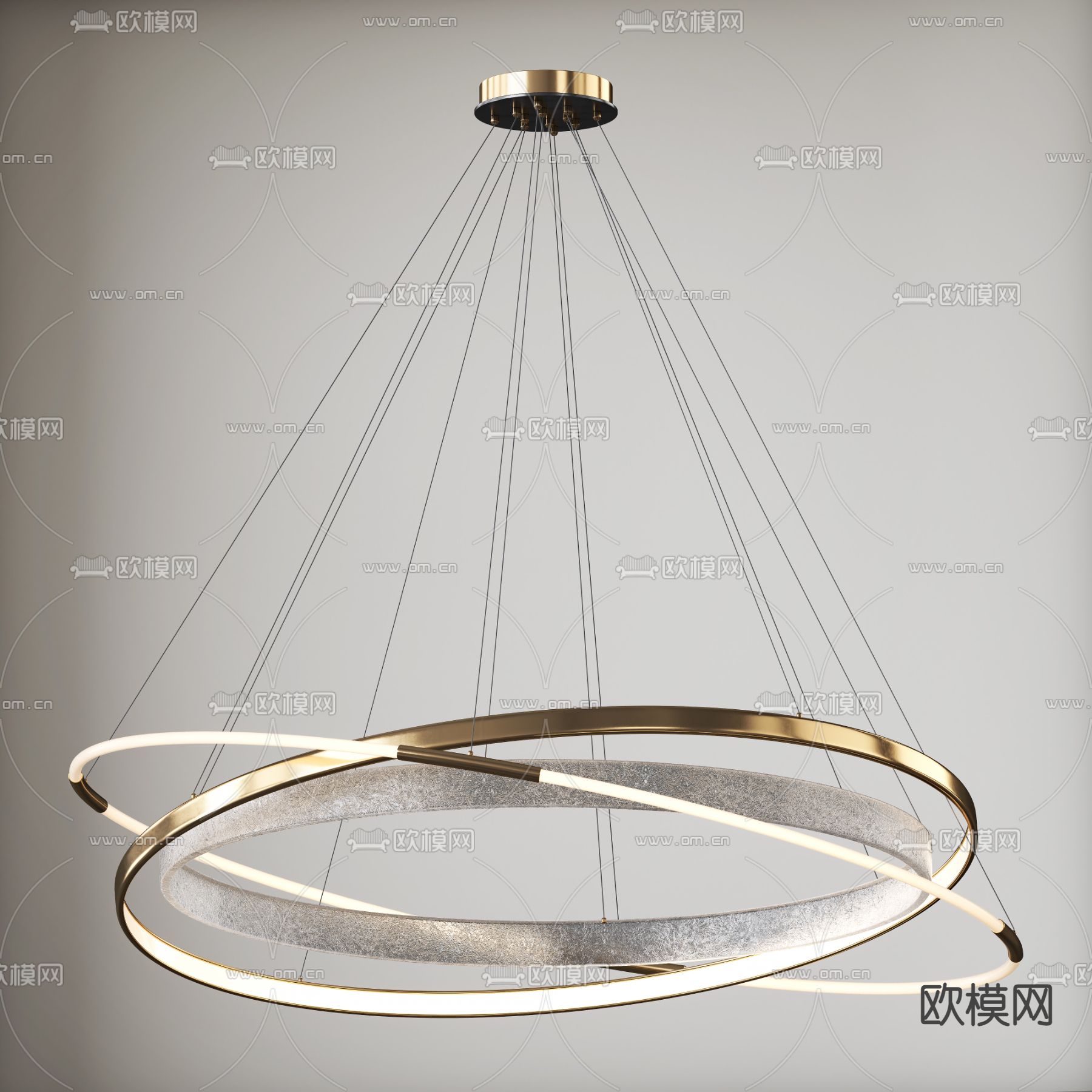 现代环形吊灯su模型下载（渲染图1）