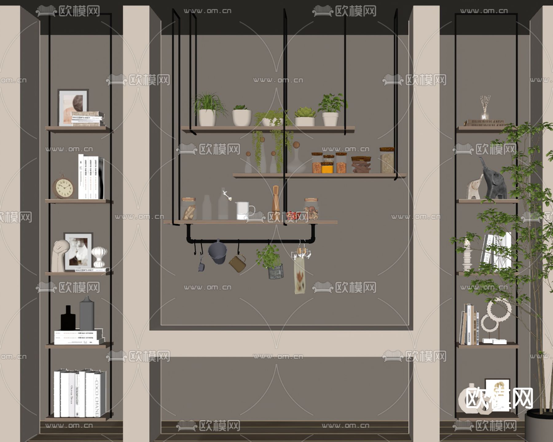现代吧台吊架su模型下载（渲染图3）