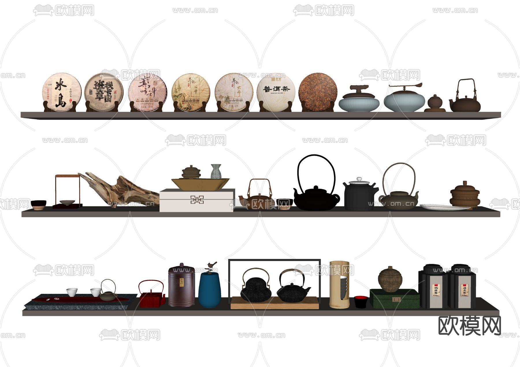 茶叶 茶具 茶饼 茶壶su模型下载（渲染图2）