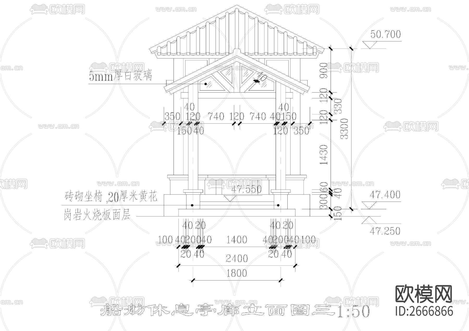 廊亭CAD节点大样下载（渲染图4）