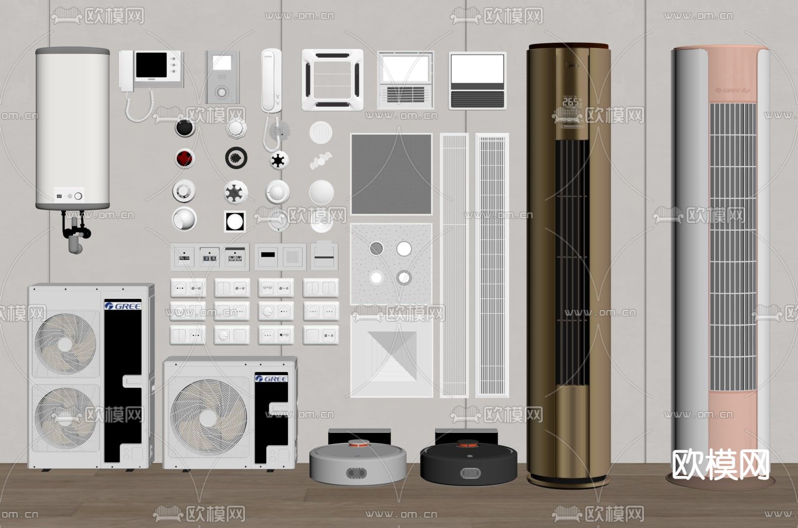 立式空调 外机 出风口su模型下载（渲染图2）