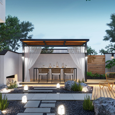  庭院夜景su模型 