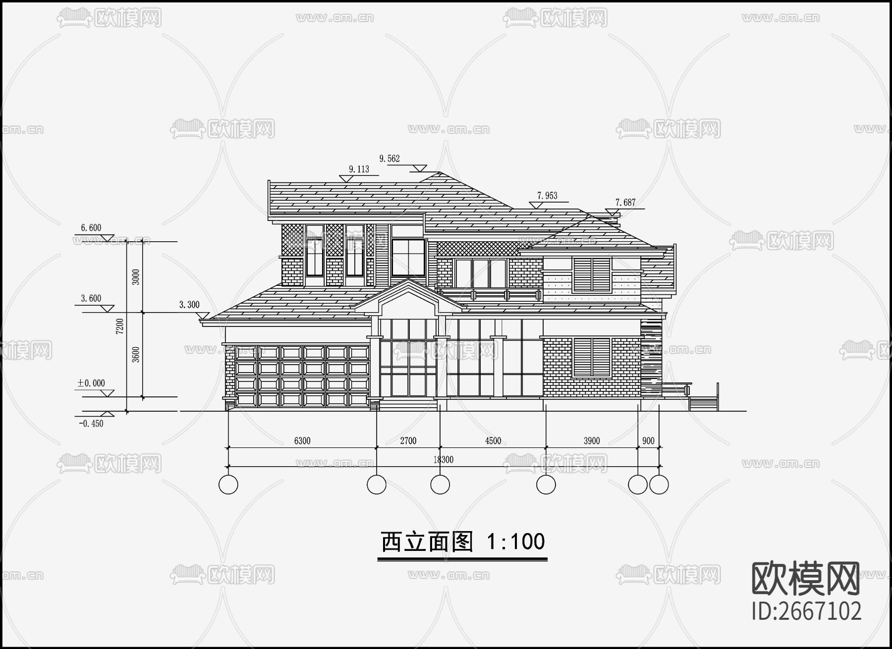 欧式别墅CAD施工图下载（渲染图7）