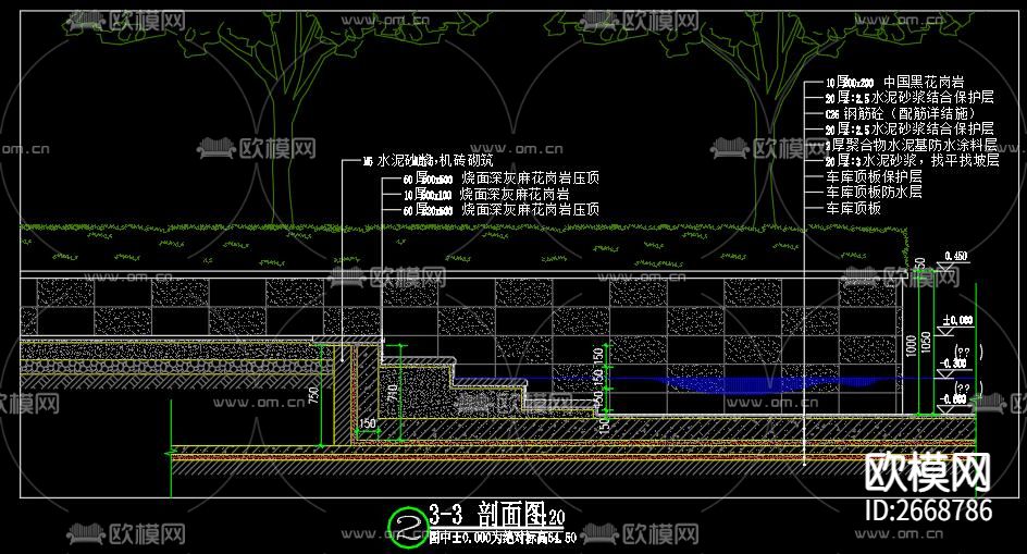花坛节点大样cad施工图下载（渲染图4）