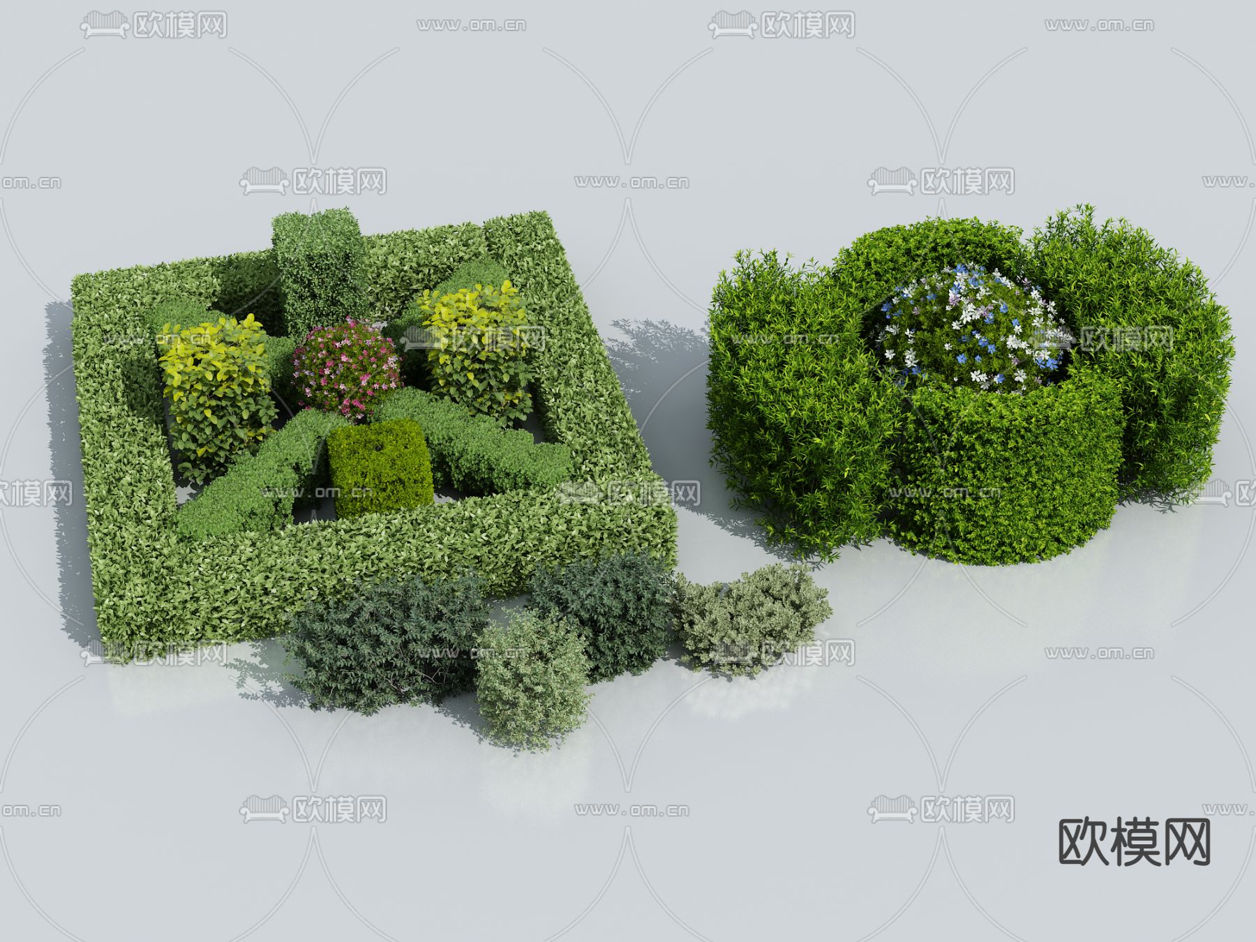 绿篱 灌木su模型下载（渲染图1）