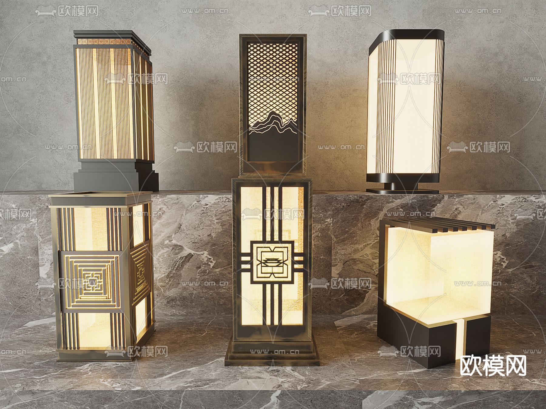 中式景观灯 草坪灯 户外灯 柱灯3d模型下载