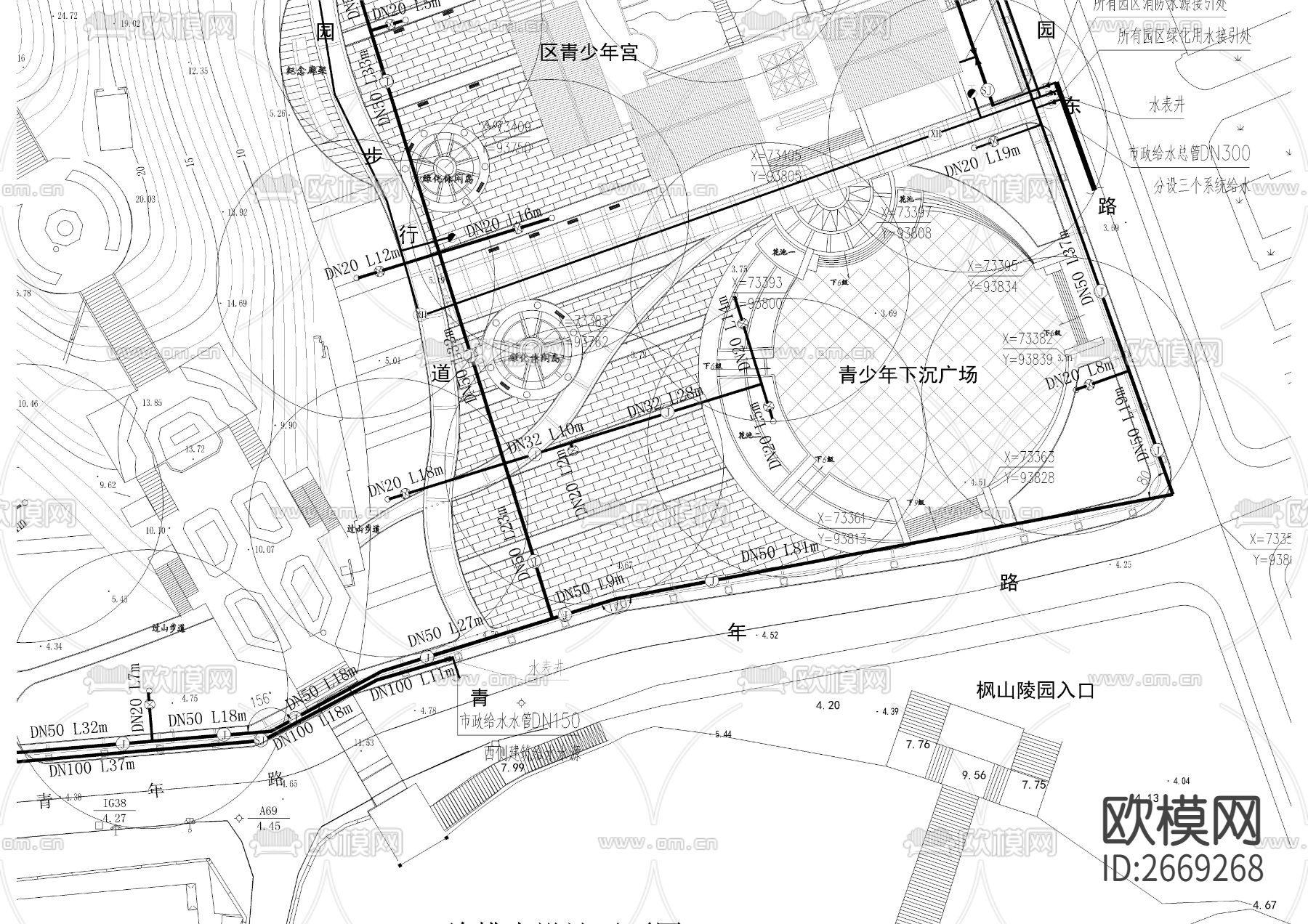 给排水设计平面cad施工图下载（渲染图2）