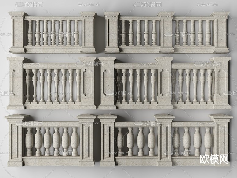 欧式栏杆 护栏 围栏3d模型下载