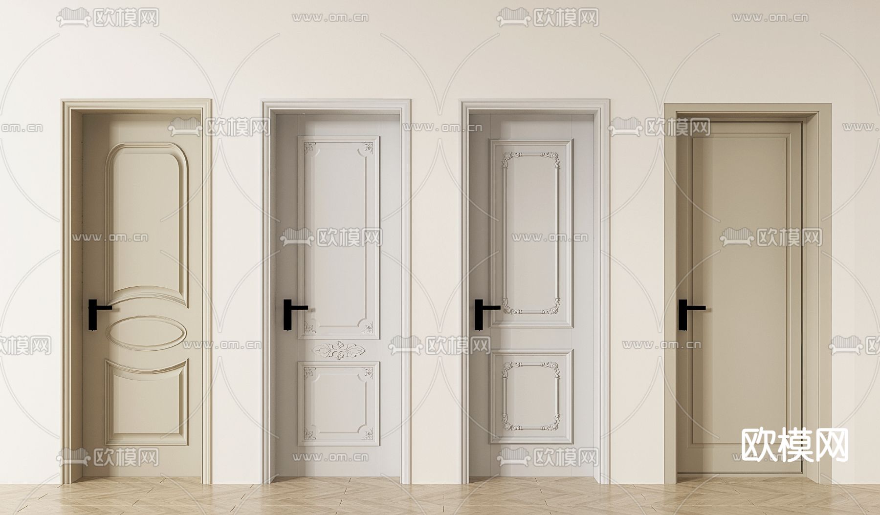 欧式房门 单开门3d模型下载