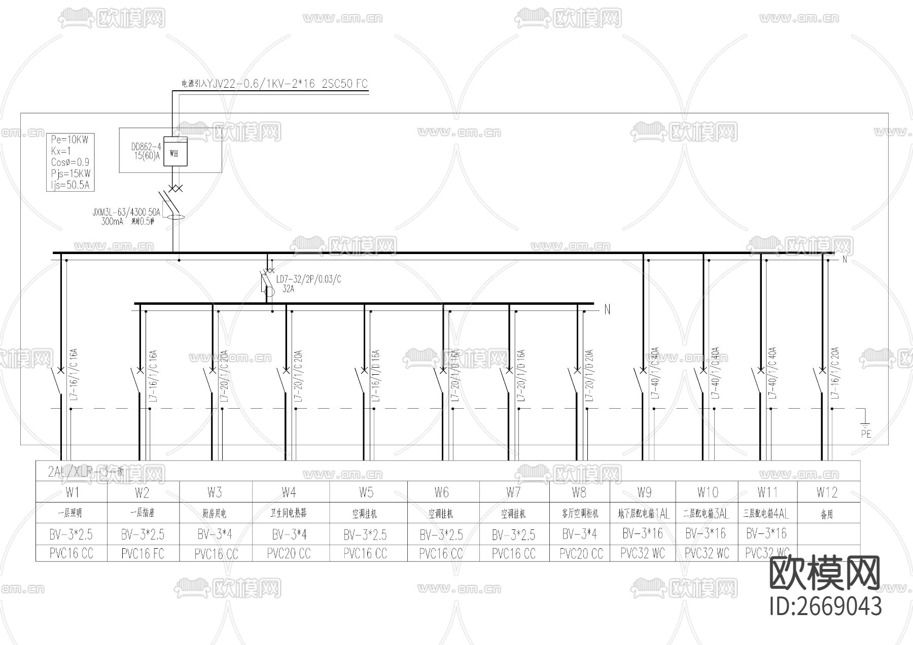 三层别墅全套强弱电cad施工图下载（渲染图8）