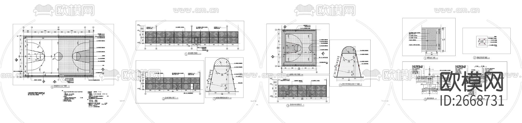 篮球场大样cad施工图下载（渲染图5）