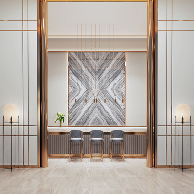  现代服务台接待台su模型 