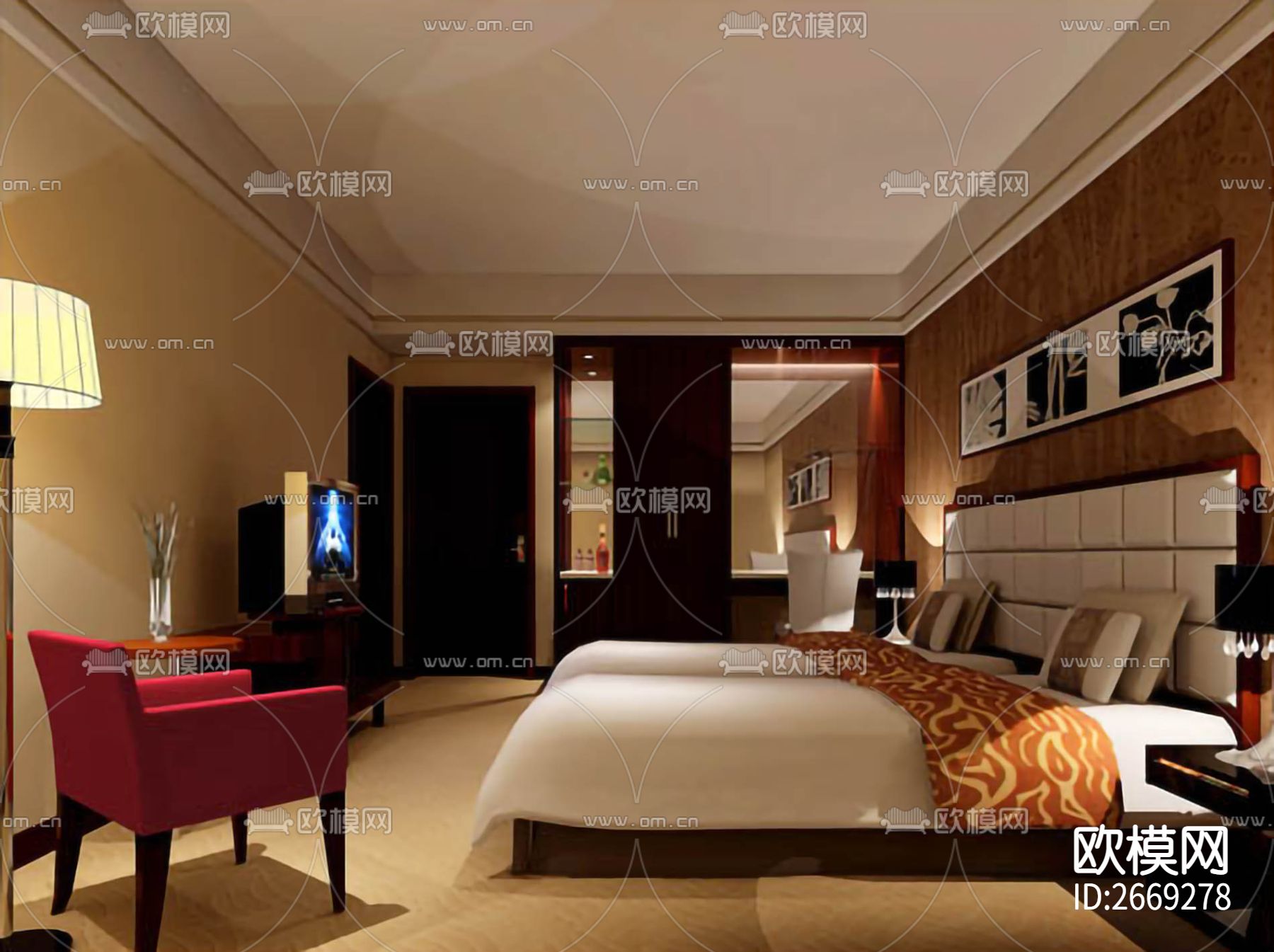 湖北某星级宾馆cad施工图下载（渲染图4）