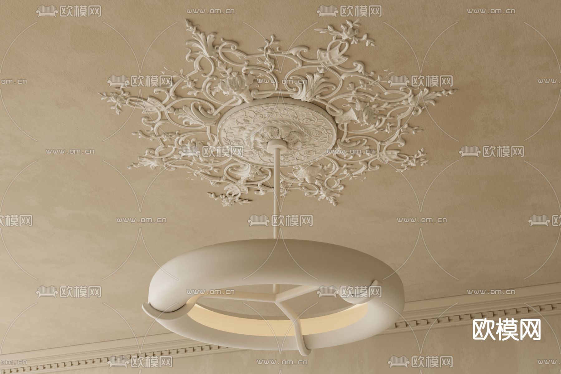 法式吊灯 石膏吊灯3d模型下载