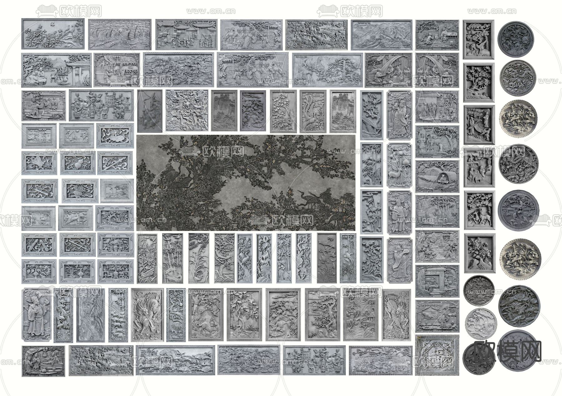 中式浮雕  石雕 砖雕su模型下载（渲染图2）
