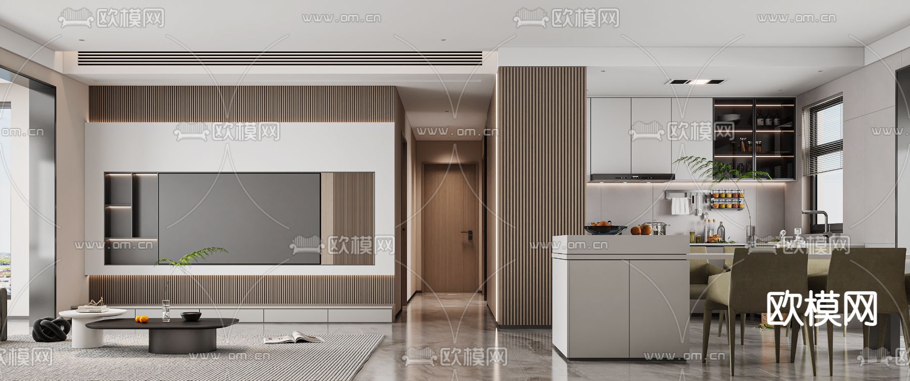 北欧客餐厅3d模型下载（渲染图3）