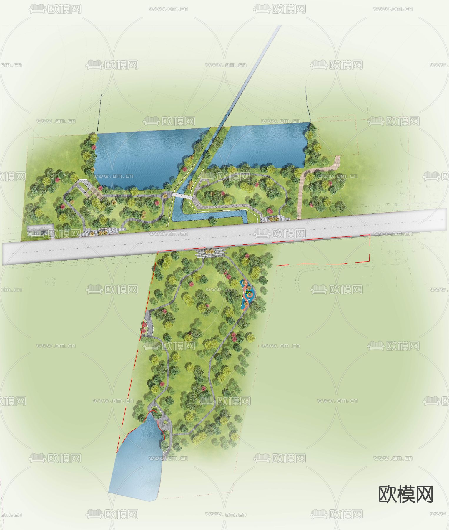 湖滨公园 平面规划psd下载