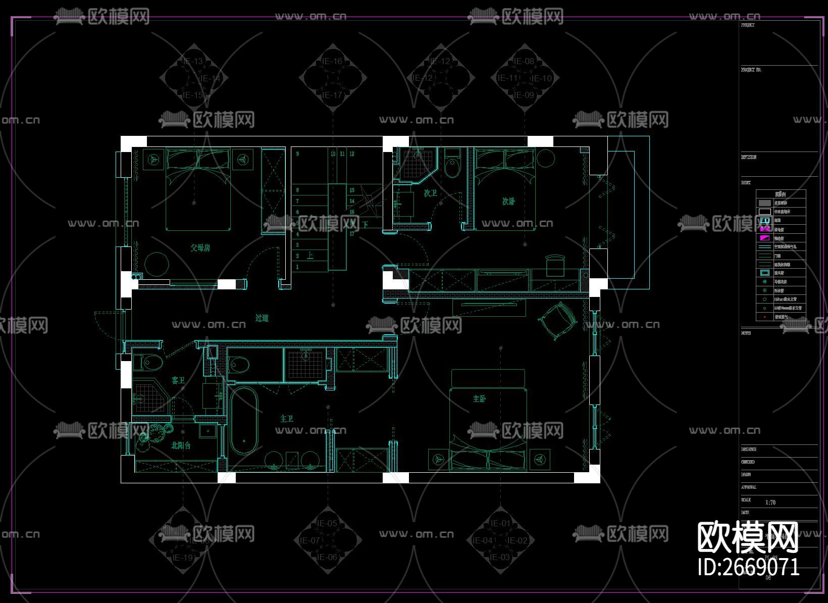 三层别墅cad施工图下载（渲染图6）
