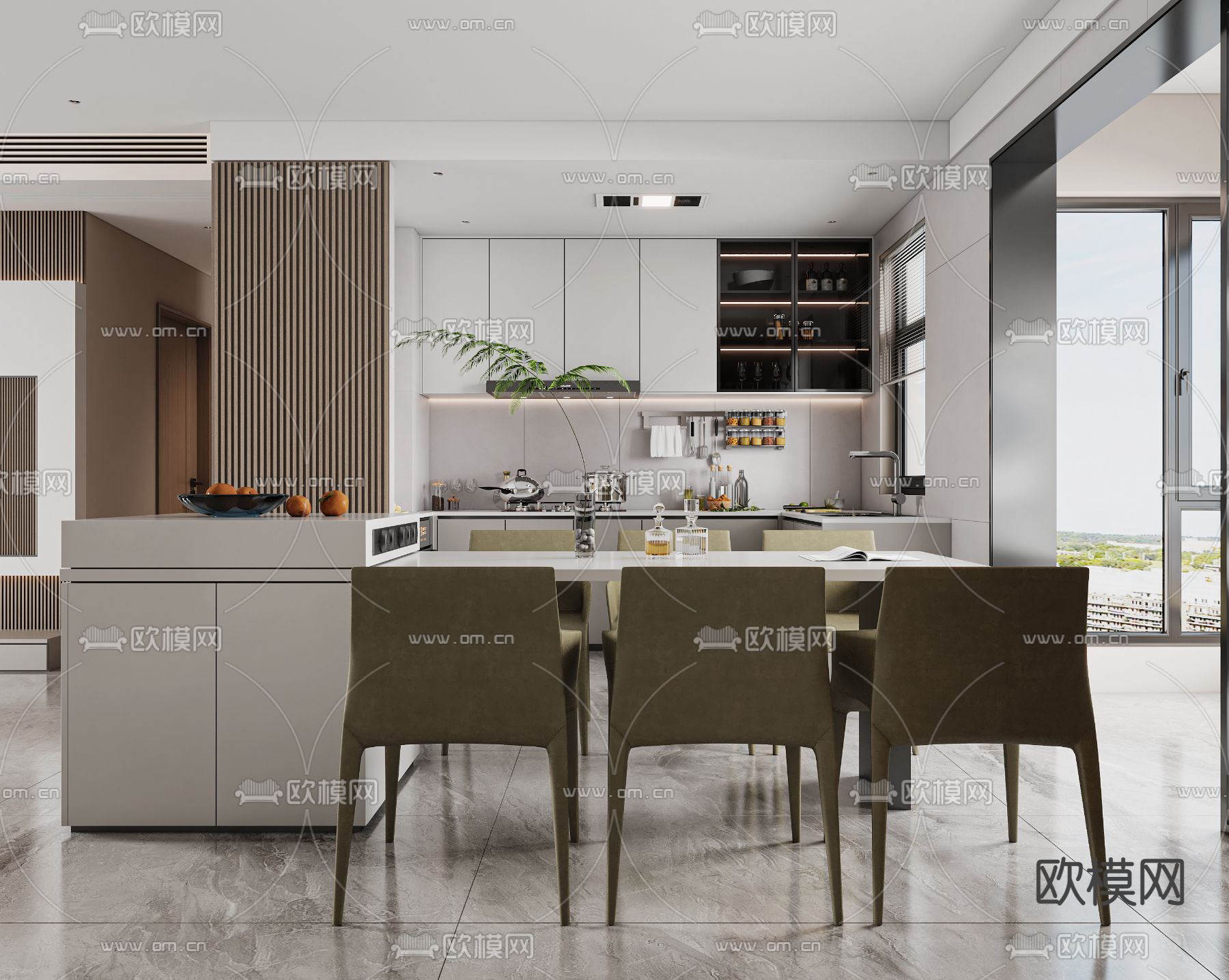 北欧客餐厅3d模型下载（渲染图2）