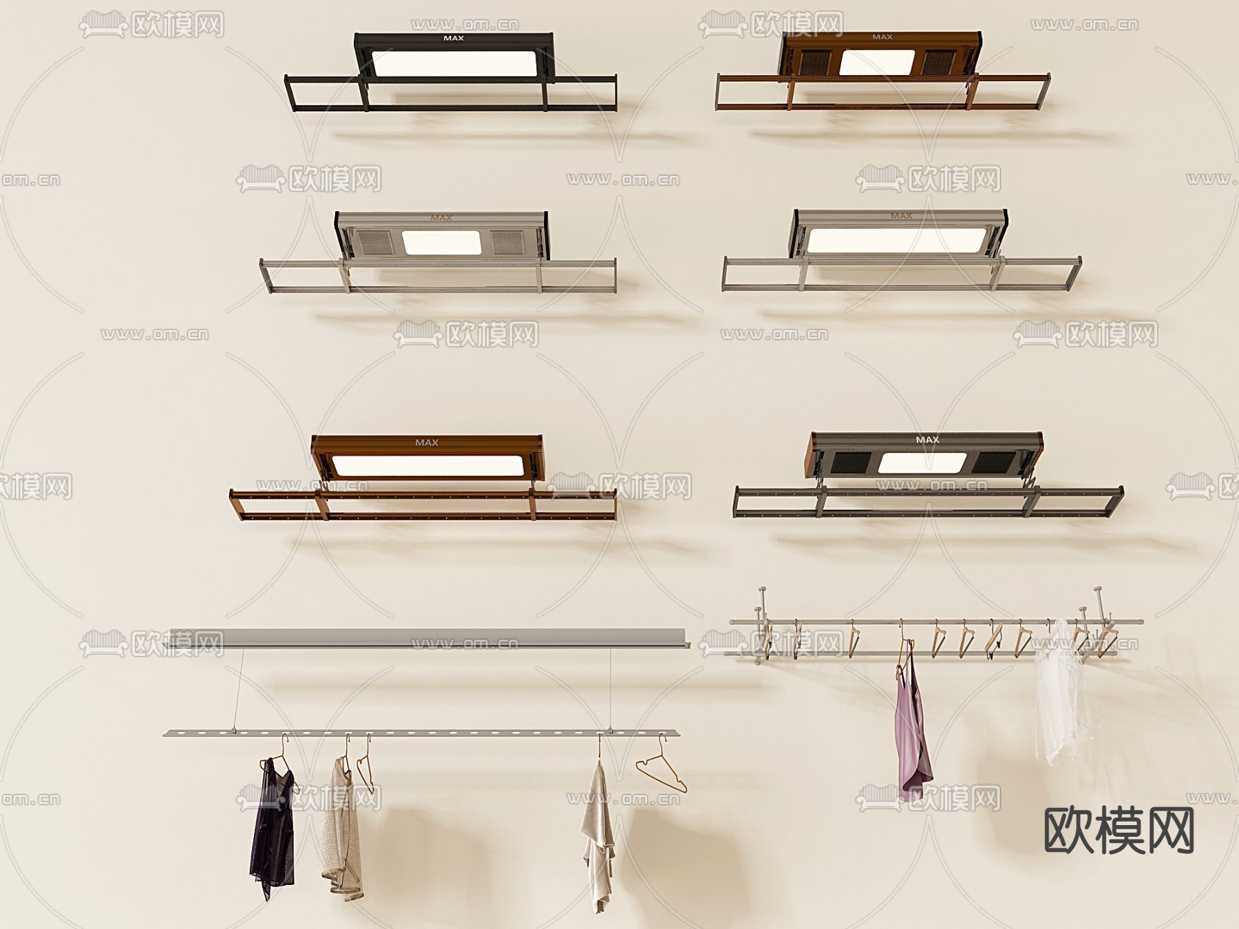 电动晾衣架 伸缩晾衣架3d模型下载