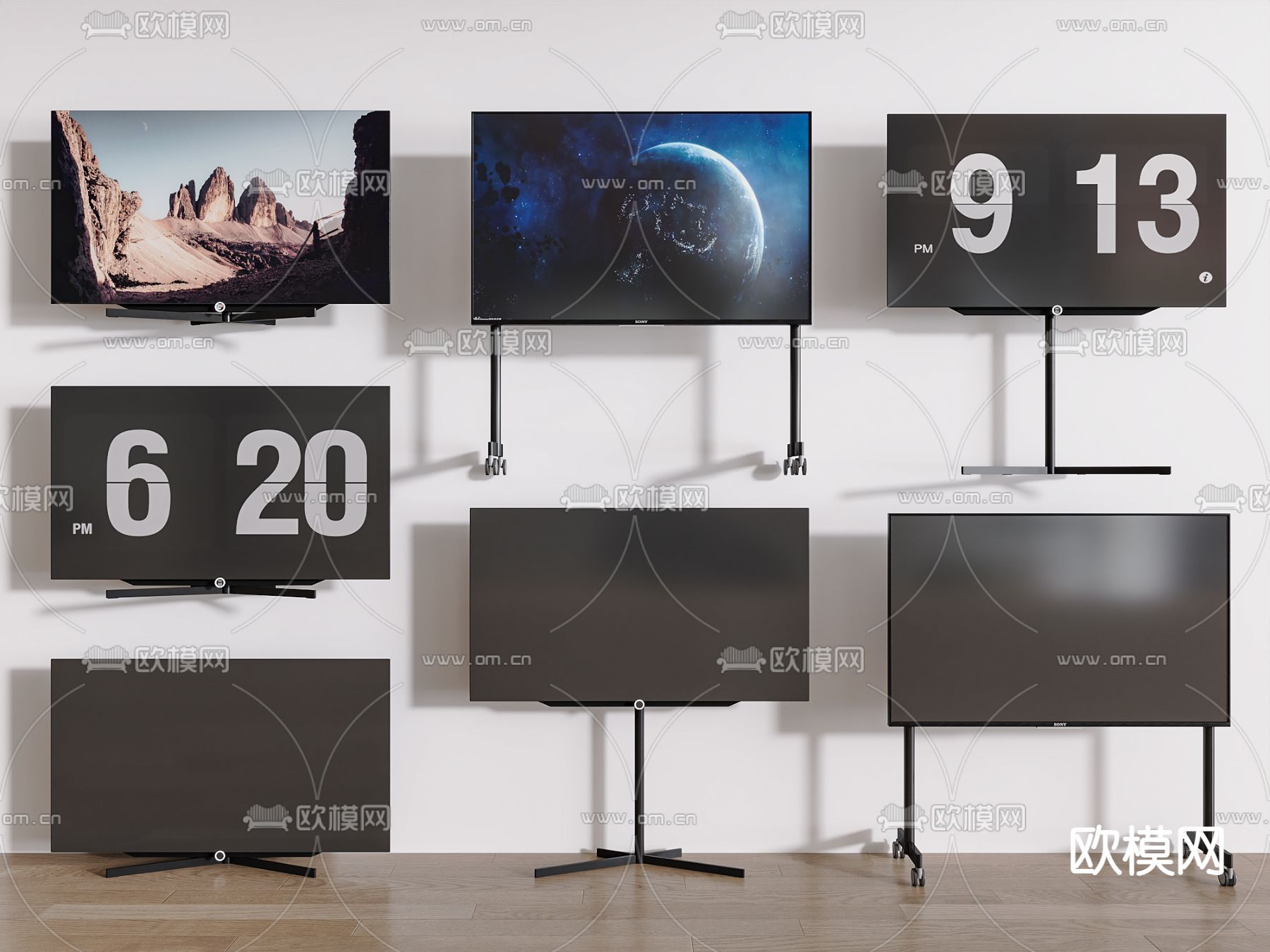 移动电视支架su模型下载（渲染图1）