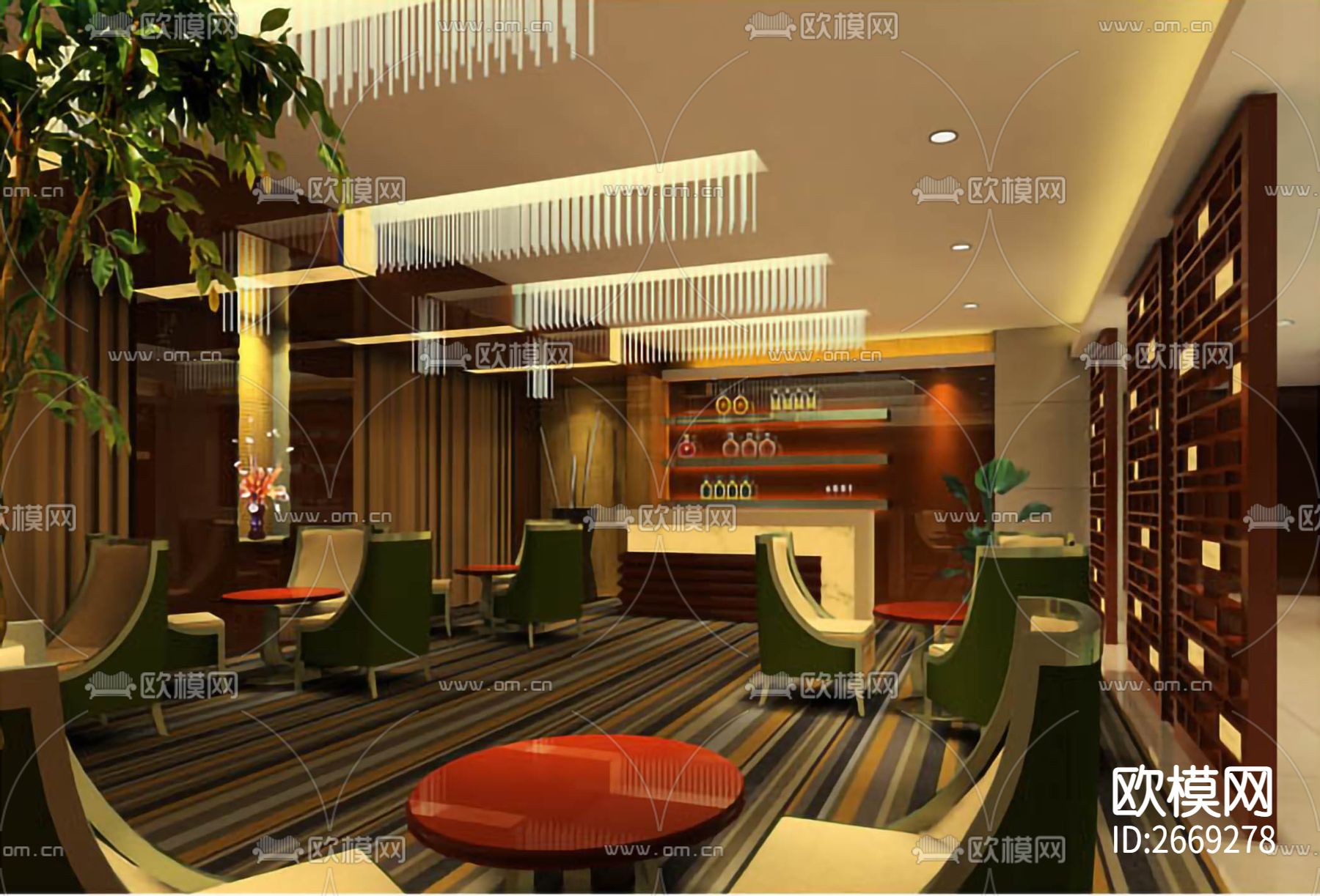 湖北某星级宾馆cad施工图下载（渲染图3）