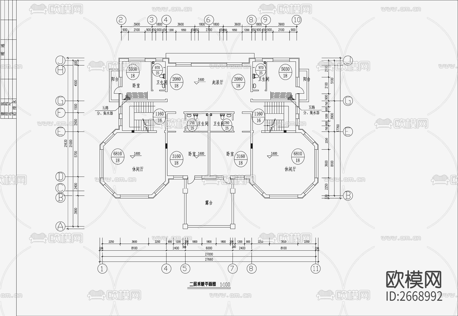 住宅暖通设计cad施工图下载（渲染图2）