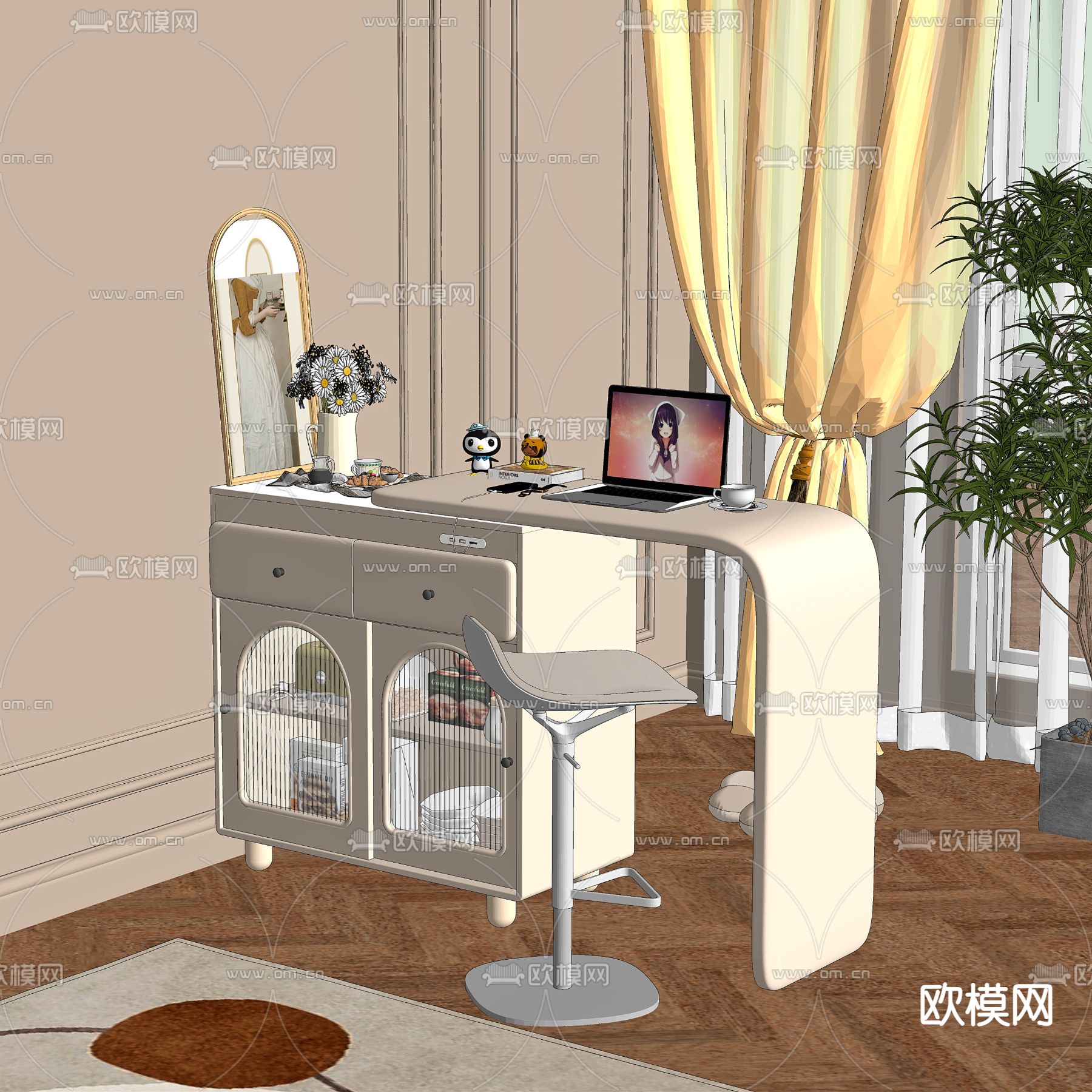 小吧台su模型下载（渲染图1）