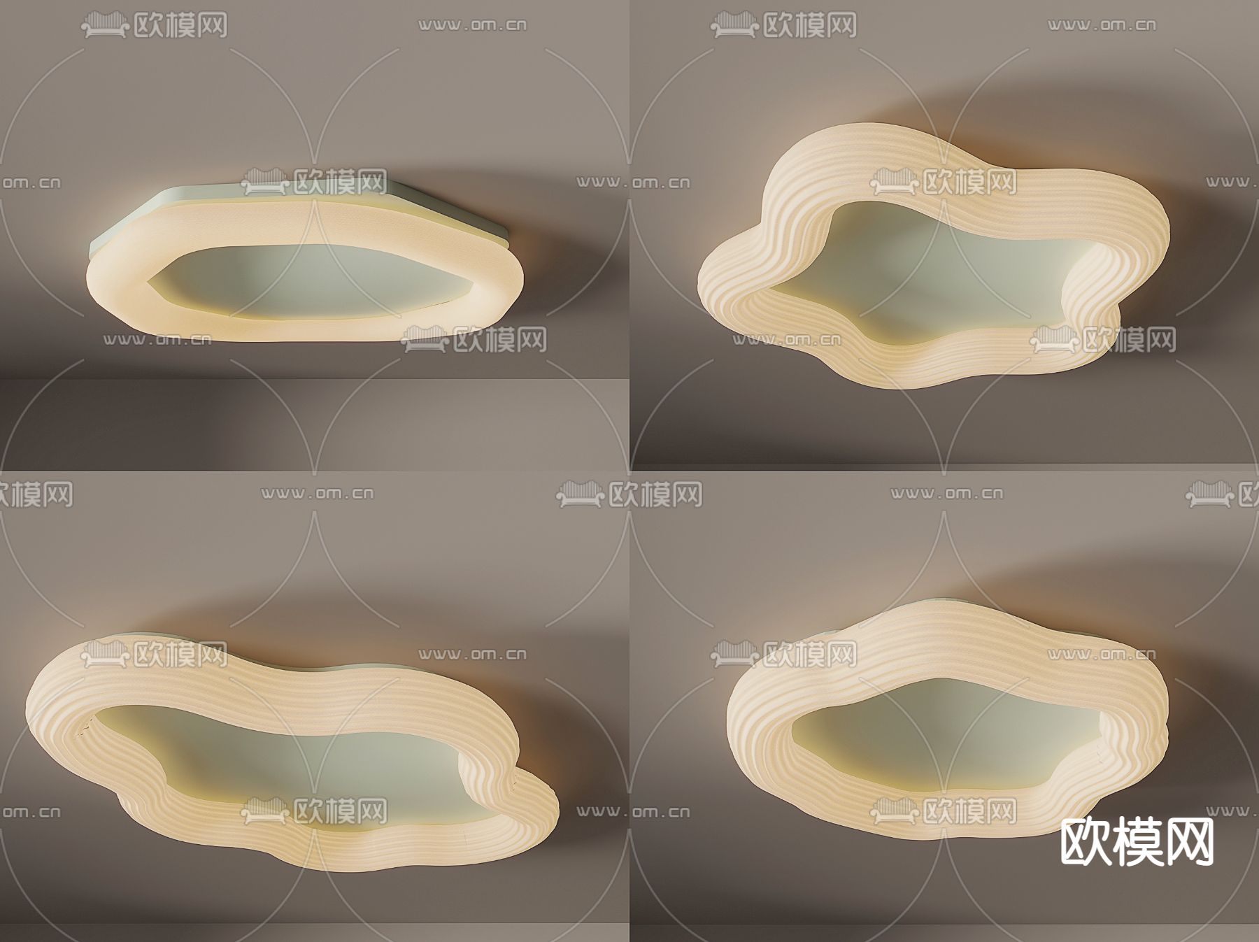 奶油风吸顶灯3d模型下载