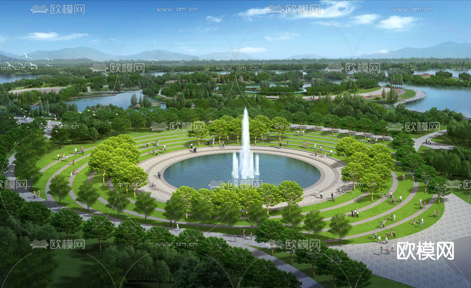 生态文明公园 环形草阶psd下载