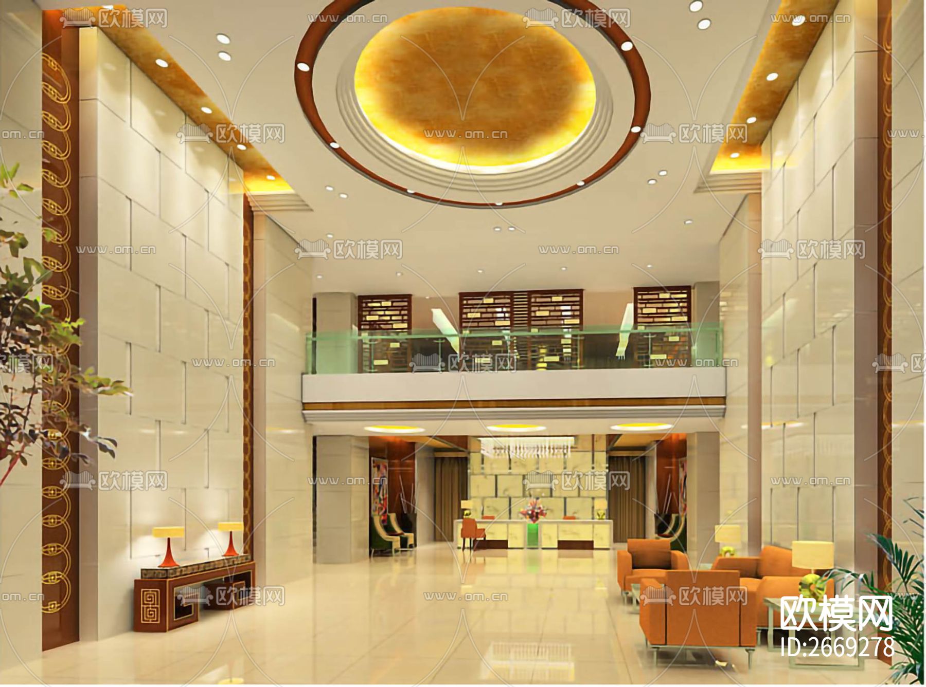 湖北某星级宾馆cad施工图下载（渲染图1）