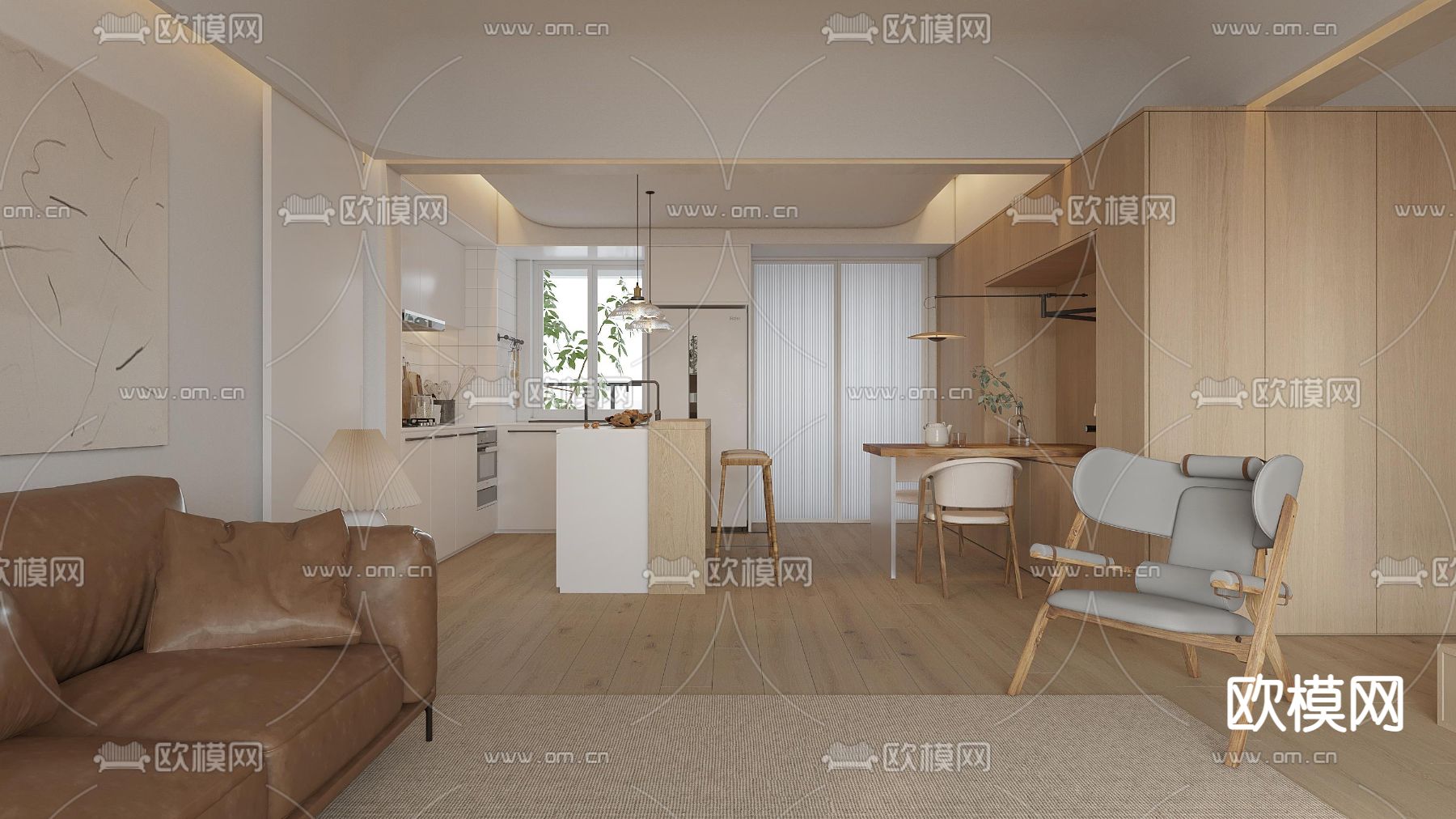 北欧客餐厅3d模型下载（渲染图2）