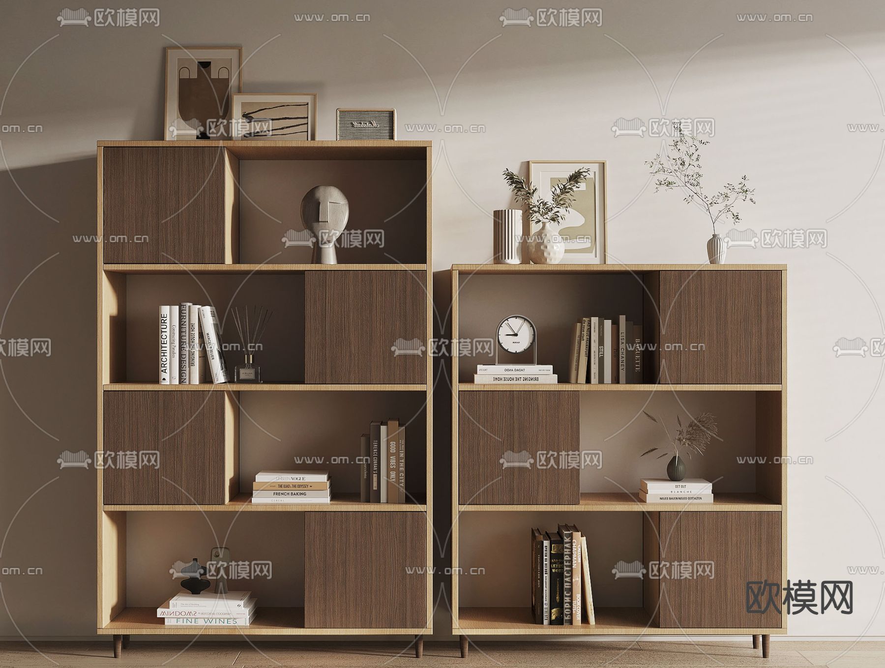 北欧书柜 边柜3d模型下载