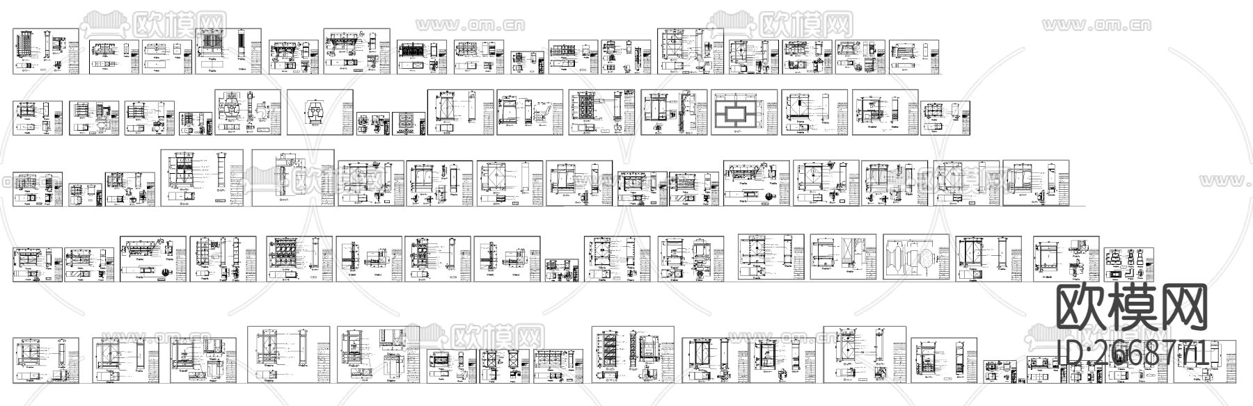 中式柜子图库cad施工图下载（渲染图4）