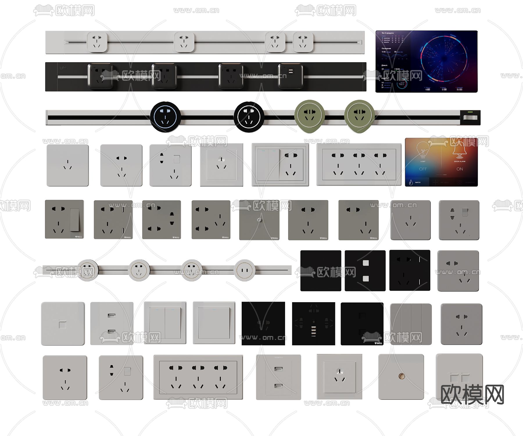 现代开关 智能开关 开关面板3d模型下载