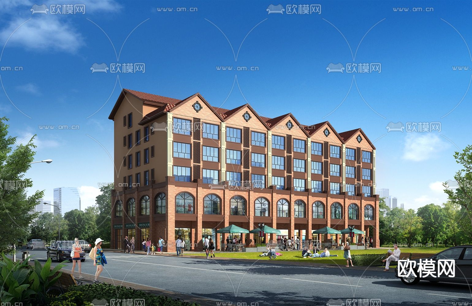 简欧办公楼 外观免费3d模型下载