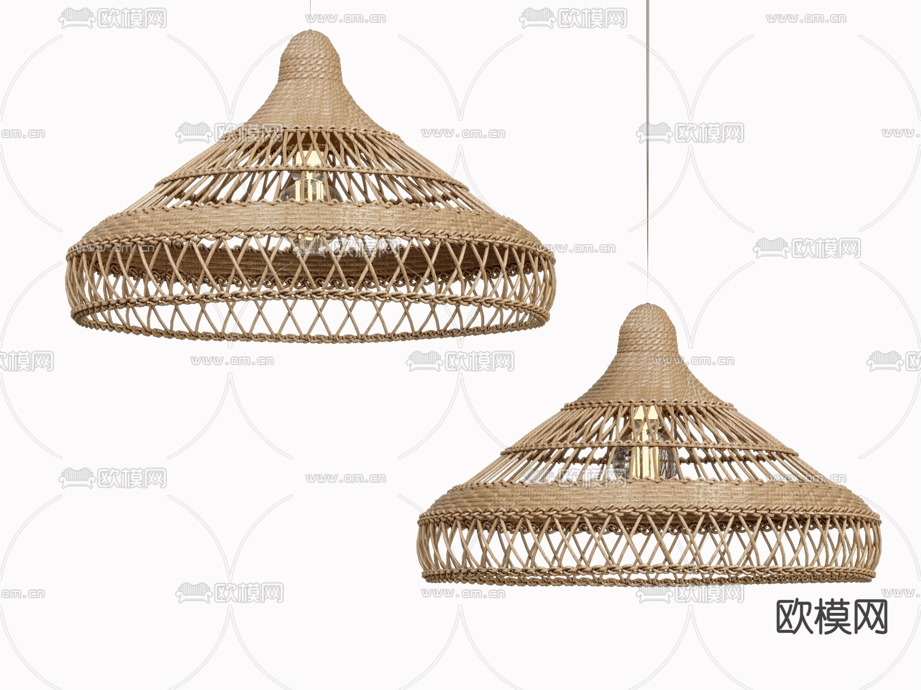 竹编吊灯3d模型下载