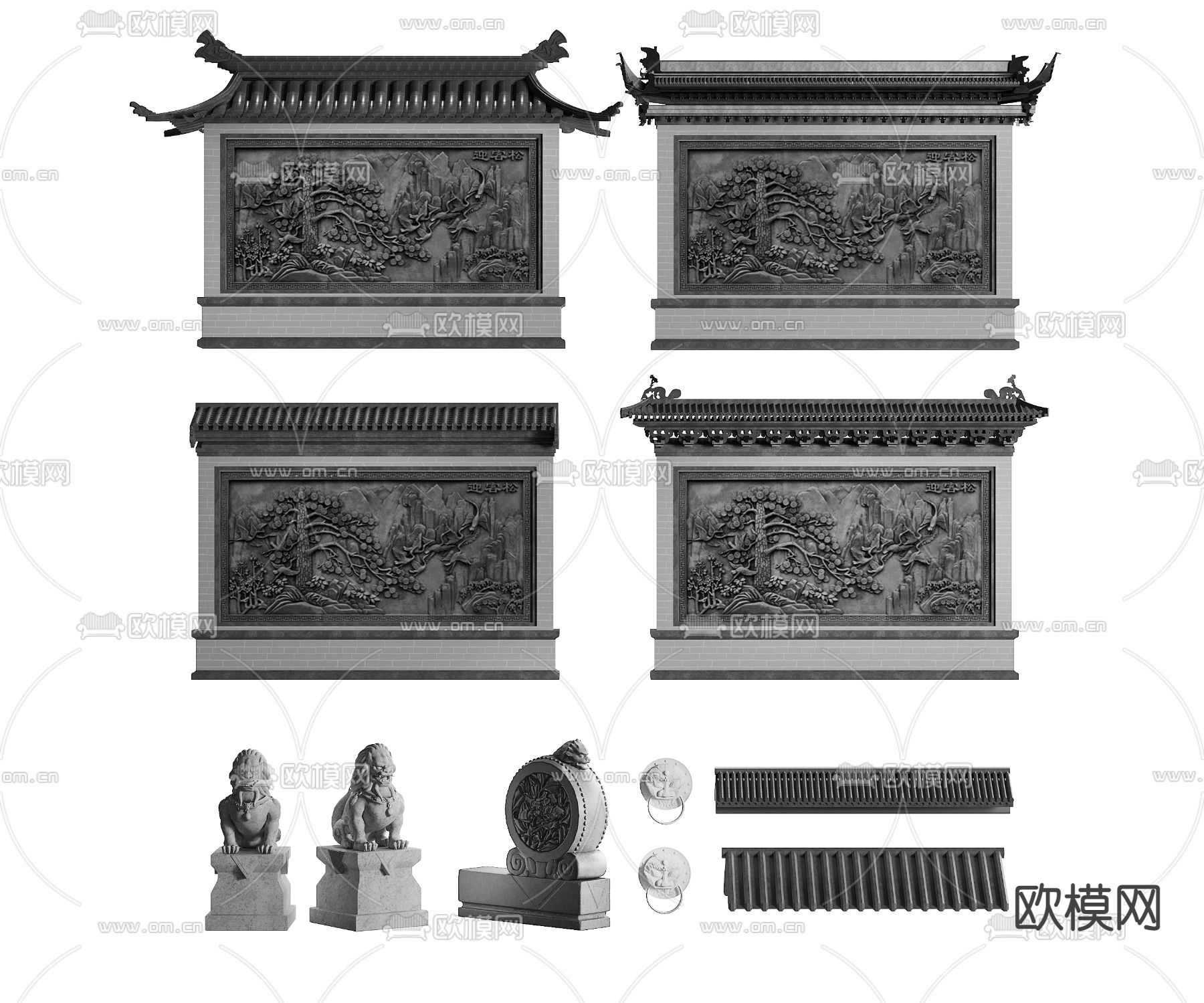 新中式屋檐 房檐 屋顶3d模型下载